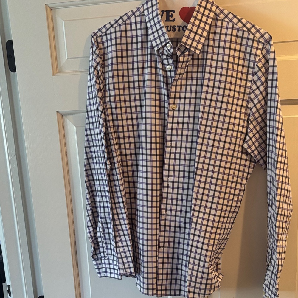 Express Purple and White Checkered Men's Shirt